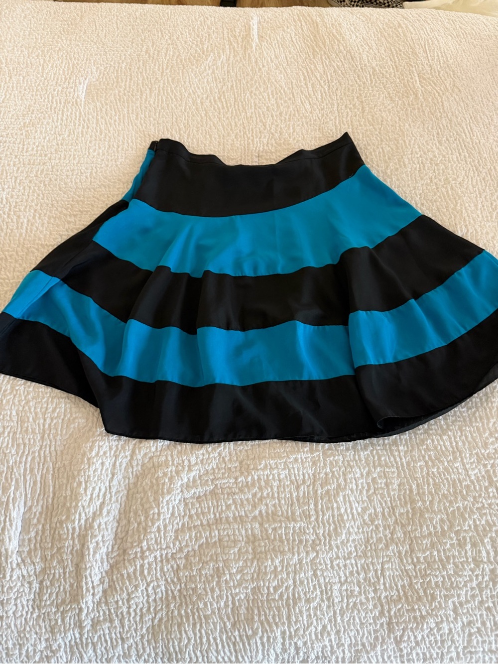 Derek Lam Black and Teal Striped Circle Skirt